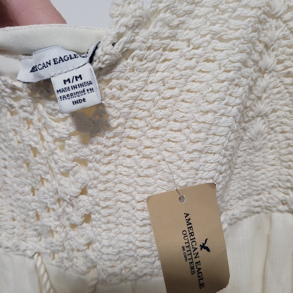 American Eagle Cream Crochet Tiered Maxi Dress - Picture 5 of 13